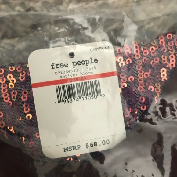 NWT Free People Purple Sequin Blouse Top - Picture 5 of 9